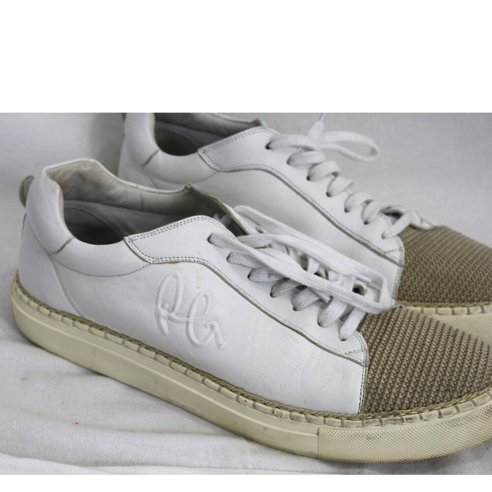 Robert Graham Sneakers Mens 10 White Leather Woven Toe Casual Shoes